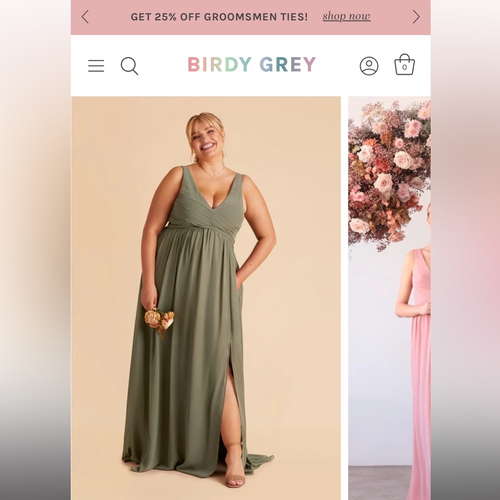 Birdy Grey Laurie Empire Dress Moss Green Chiffon 1X BRAND NEW Bridesmaid Dress